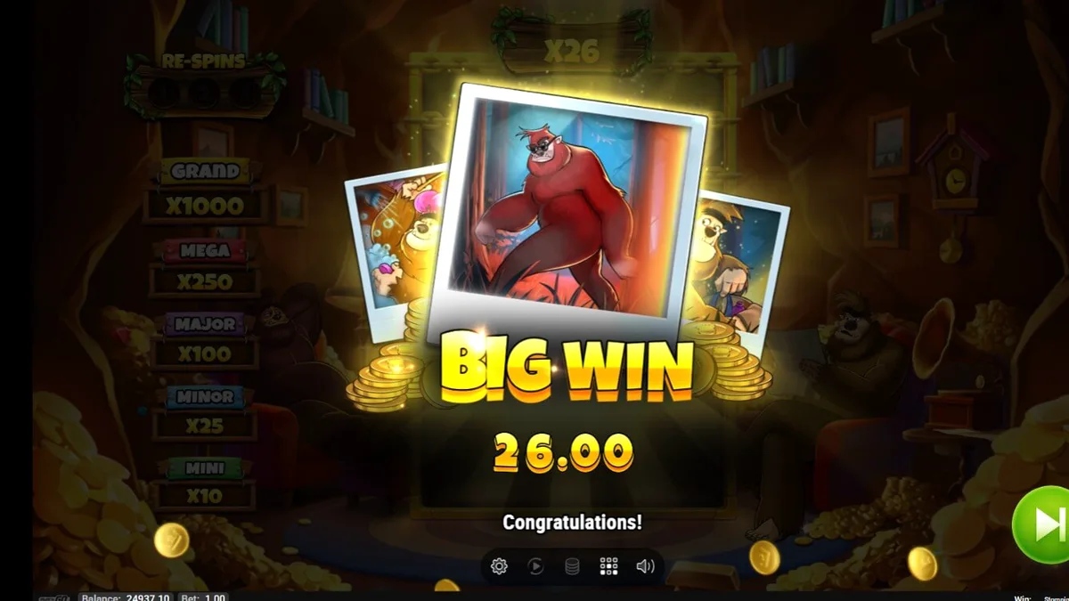 Pemandangan hutan petualangan dalam slot Stompin’ Gold GO Collect