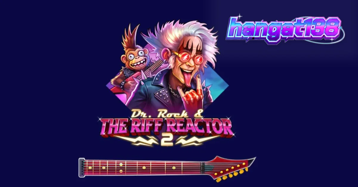 Dr. Rock & the Riff Reactor 2 slot game screen featuring neon rock concert theme